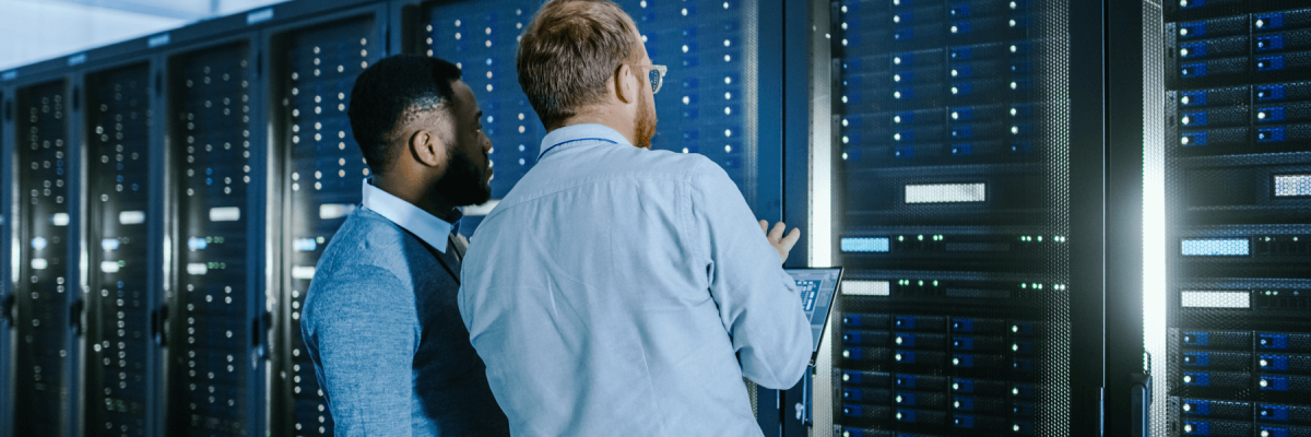 IT technicians in server room, server managment